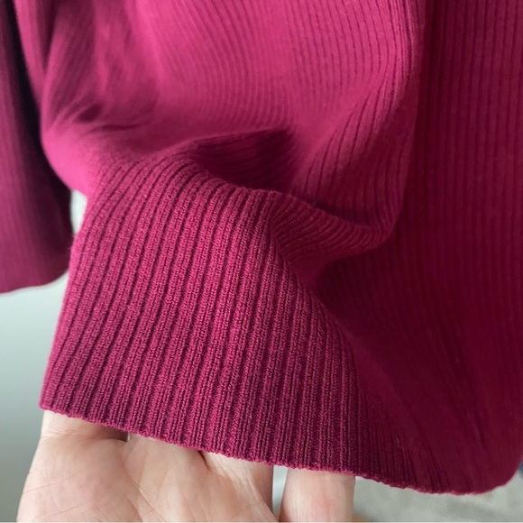 Addition Elle Ribbed Keyhole Front Knit Scoop Neck Sweater Burgundy Plus Size 4X - Picture 4 of 10